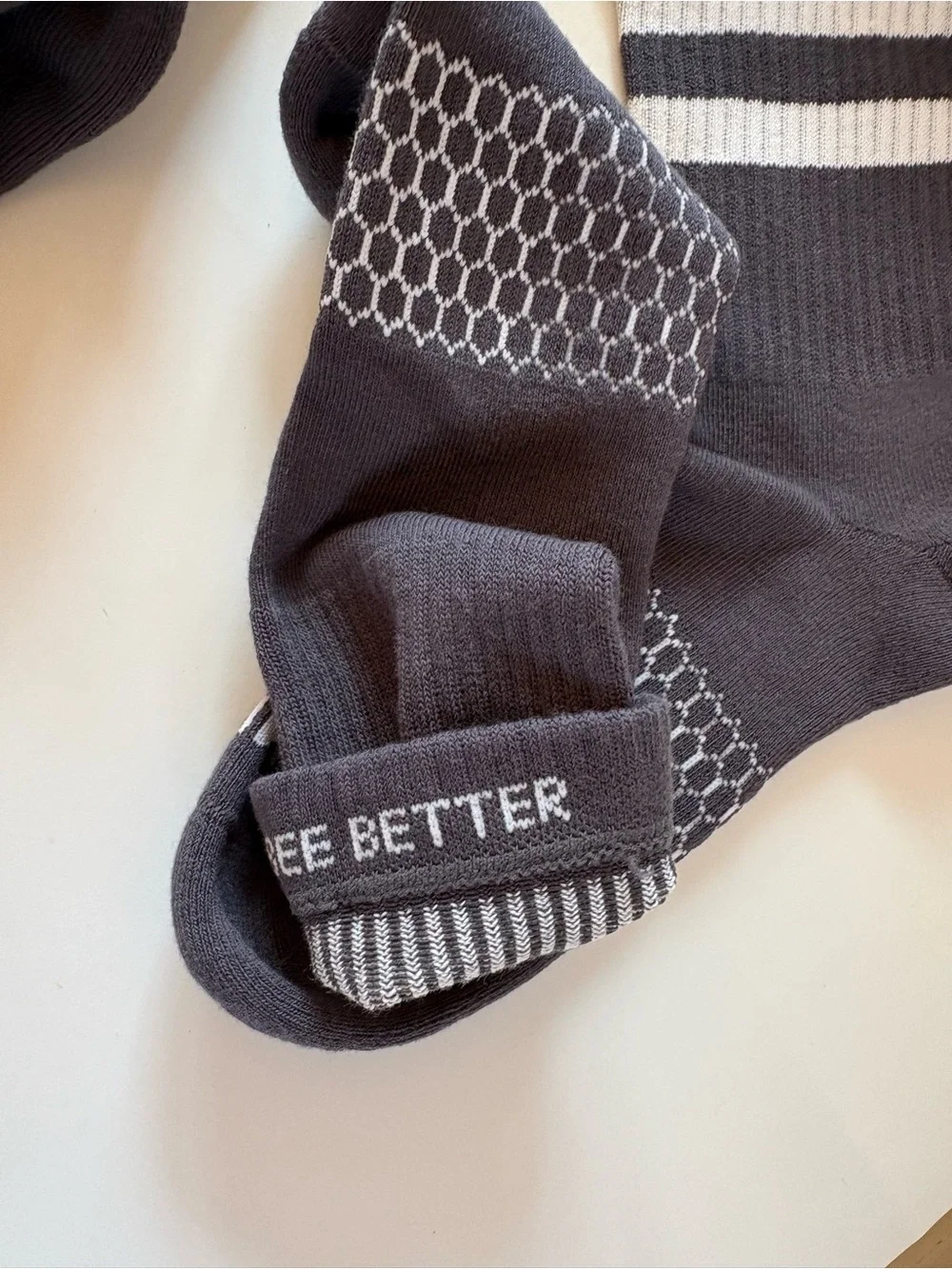 Bombas 12 pack Gray Crew Athletic Socks with White Stripe Accents